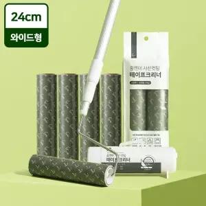 와이드 사선 긴 돌돌이 밀대 테이프 클리너 롱핸들+리필 5개