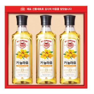 해표 고급유 3호 카놀라유 500ml 3병 5세트 식용유 선물세트