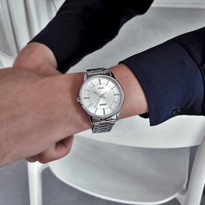 CASIO 카시오 아날로그 메탈 남성시계 실버