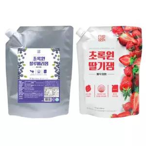 초록원 딸기잼 파우치형1kg + 블루베리잼 파우치형1kg