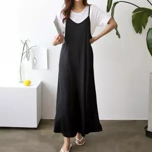 까르죠아 여름 점프슈트 반팔 티셔츠 2종 풀코디 하원룩 와이드팬츠 멜빵 바지 뷔스티에