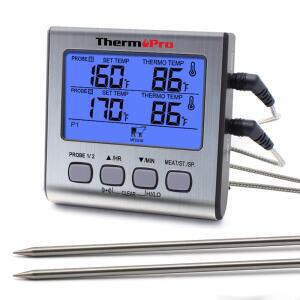 ThermoPro TP17 듀얼 프로브 디지털 야외 고기 온도계 주방용 대형 LCD 화면이 있는 바베큐 오븐 온도계 요