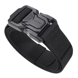 JUKMO 남성용 전술 벨트, 밀리터리 리거 3.8cm(1.5인치) 나일론 웹 작업 퀵 릴리즈 튼튼한 버클 포함, 블랙