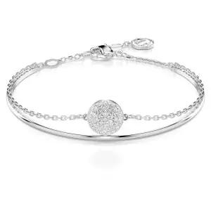 Swarovski Sublima 뱅글 팔찌, 로듐 마감 세팅의 투명 라운드 크리스탈의 스노우 파베가 있는 유성 모티프,