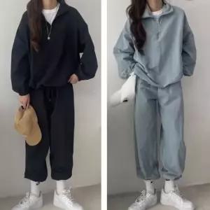 [하프클럽/]여성 바스락 반집업 맨투맨 조거팬츠 트레이닝복 세트