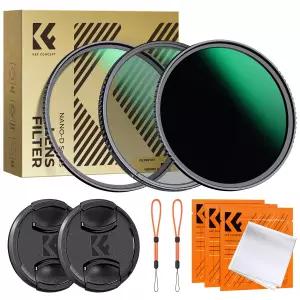 K&F Concept 82mm NANO-D 필터 키트 (MCUV, CPL, ND1000, 렌즈캡 ) AGC Japan Glass