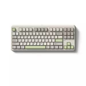 FL-ESPORTS X80 유무선 블루투스 가스켓 마운트 기계식 키보드 크림 말차, 저소음 파도축