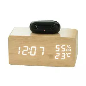 지성 LED 탁상시계 우드 고속 충전 서재 C 타입 사무실용 LED 시계