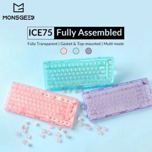 키보드 루프 더스트 커버 아크릴 덮개 Akko MonsGeek ICE 75 기계식 3 모드 RGB 백라이트 케이스 완전 투명 PC 키캡 포함