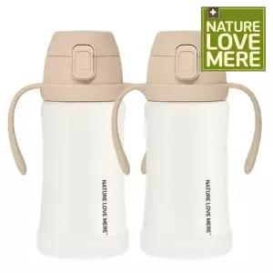 1개+1개 네이쳐러브메레 애니멀프렌즈 PPSU 원터치 스테인리스 빨대컵 300ml + 300ml