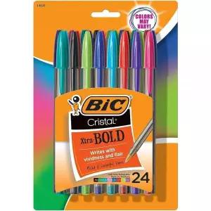 BIC MSBAPP241-A-AST 크리스탈 엑스트라 볼드 패션 볼펜, 미디엄 포인트 (1.6mm), 다양한 색상, 24개입 175