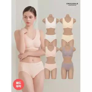 크로커다일 이너웨어 비밀특가 리얼스킨 인견 V넥 브라+팬티 8종세트 859549