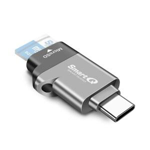 USB 3 0 초고속 기술이 탑재된 C356 Type-C MicroSD 카드 리더, Windows, Mac OS X 및 Andriod 미드나잇 그레이 용 MicroSDXC, MicroSDHC 및 MicroSD 지원