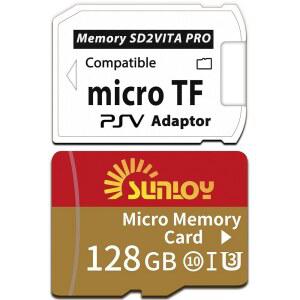 128GB SD 카드, 고속 SDXC UHS-I 플래시 메모리 카드, PSV 1000/2000 PSTV FW 3 60 HENkaku Enso System용 PSVita SD 카드 어댑터 SD2Vita 6 0 PS Vita 메모리 카드 어댑터