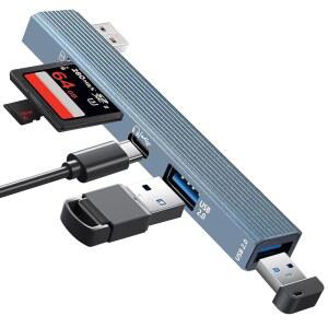 USB SD 카드 리더, WZDYFL SD 카드 어댑터 메모리 카드 리더 및 노트북, Mac, Win, Linux, PC, 카메라와 호환되는 SD 및 MicroSD 듀얼 슬롯 지원
