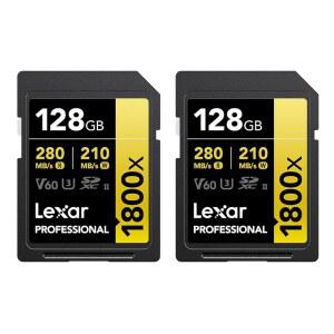 렉사 골드 메모리 II 시리즈 SDXC 카드 프로페셔널 1800X 128GB UHS 2팩