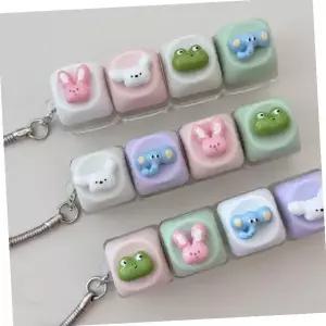 야광 키링 4연 동물 캐릭터 키캡 LED 불빛 딸깍이 클리커 키보드 자판 장식