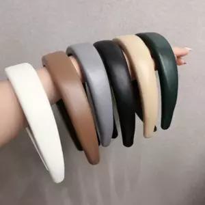 가죽 헤어밴드 머리띠 반다나 패션 빈티지 캐쥬얼 의상 조화 크림 사계절 블랙 베이지 브라운