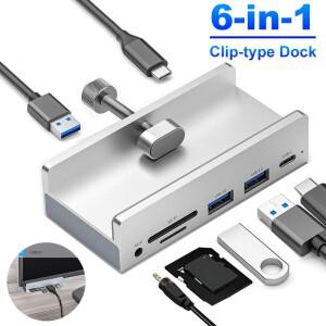 iMac USB C 허브 전원 공급 장치가 포함된 6-in-1 USB 3.0 허브 분배기 어댑터 클립형 멀티 노트북용 5G 고