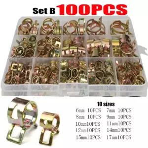 75 100 155PCS 자동차 트럭 스프링 클립 오일 워터 호스 구색 튜브 클램프 파이 100pcs 6 17mm