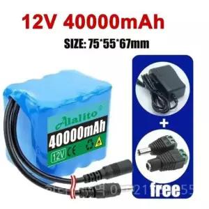 12V 3S4P 20000mah 배터리 18650 리튬 이온 40Ah 충전식 배터리(BMS 팩 포함) 보호 보드 + 충전기