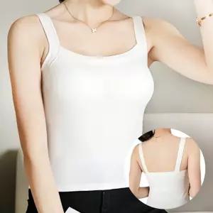 스퀘어넥 끈나시 크롭탑 민소매 이너 탱크탑 나시티