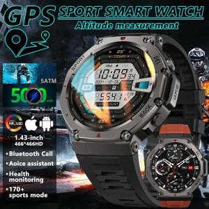 GPS 아웃문 스마트워치 10ATM 방수 내장 듀얼밴드 GNSS 나침반 스포츠 남성용 2025년   T-Rex 3