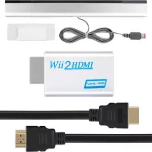 롱롱진 3 in 1 키트 Wii에서 HDMI 변환기 센서 바 유선 및 적외선 닌텐도 호환되는 5피트 고속 케이블