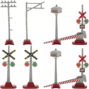 앙고이리 8Pcs 미니 기차 신호등 모형 DIY 마이크로 조경 테이블 장식 액세서리용 표지판