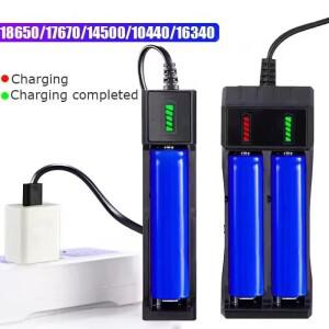 18650 배터리 충전기 1-4 슬롯 듀얼 3.7V 리튬 USB 16340 14500 26650