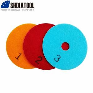SHDIATOOL 3 개대 직경 100mm4inch 단계 다이아몬드 연마 패드 수지 본드 유연한 샌딩 디스크 대리석 부드