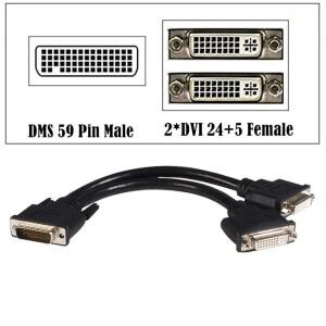 DMS 59핀 수컷에서 듀얼 DVI (24+5) 암컷 어댑터 케이블 59P) M에서 2 x F 1/2 비디오