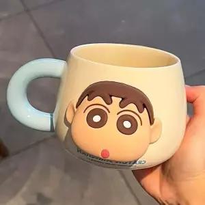 페이스 머그컵 이유식용품 블루 짱구 자석 3D 500ml