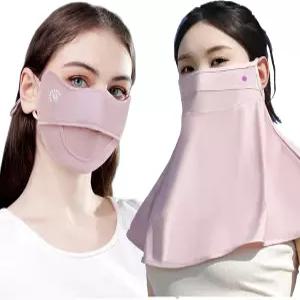 YUANST 2Pcs UV 마스크 쿨링 넥 게이터 여성용 선 통기성 페이스 커버 세탁 가능 재사용 핑크