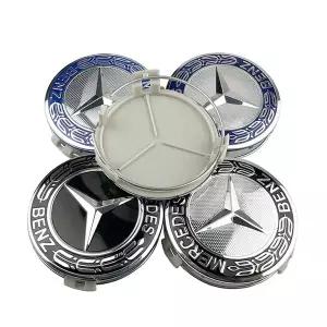 자동차휠캡 4개 75mm 휠 센터 캡 배지 로고 자동차 허브 커버 메르세데스 벤츠 호환 AMG E C GLC 클래스 E2