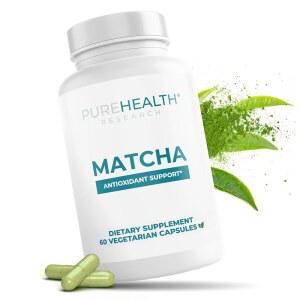 퓨어헬스 리서치 말차 1000mg - 의식용 파우더 보충제 정신적 맑음, 에너지 및 심장 을 위한 EGCG 녹차 추출물 알약 , 글루텐 프리 60캡슐