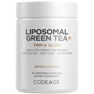 코데이지 리포솜 녹차+ EGCG 50% 녹차 추출물, 말차 그린 파우더, 페퍼민트 , 레몬 필, - 필 보충제 비 변형식품 60캡슐