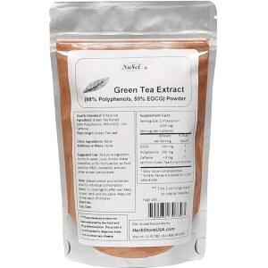 NuSci 녹차 추출 벌크 파우더 표준화 98% 폴리페놀 및 50% EGCG GMO 무첨가 무조사(100그램(3.52온스))