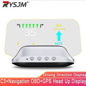 헤드업디스플레이 HUD C3 네비게이션 차량용 GPS 게이지 계기판 수온 전압 디스플레이 헤드업 디지털 OBD 속도계