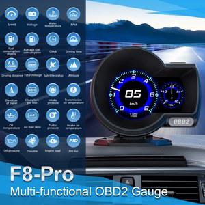 헤드업디스플레이 HUD 신형 F8 PRO 디스플레이 스페인어 아랍어 게이지 OBD2 계기판 헤드업 차량용 차량 태국어 러시아어 GPS