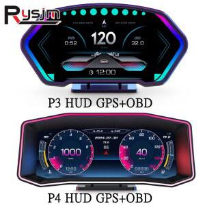 헤드업디스플레이 HUD 차량용 헤드업 디스플레이 볼트 디지털 전자 자동 OBD2 GPS P4 계량기 수온 P3 스마트 속도계 경사 컴퓨터