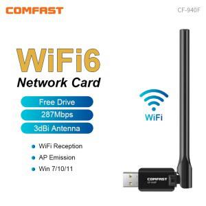 블랙박스동글이 컴패스트 와이파이 USB 10 286MBPS 수신 카드 802 11 안테나 신호 11AX 네트워크 윈도우 어댑터 4GHZ 동글 PC용