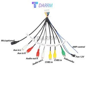 후방카메라배선 차량용 안드로이드 오디오 우퍼 AUX AMP 제어 출력 케이블 HARNES 와이어 IN CVBS 서브 비디오 20 RCA 마이크 소켓 12V