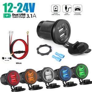 후방카메라배선 듀얼 USB 차량용 보트 트럭 충전기 오토바이 어댑터 소켓 차량 1A 12V 방수 패널 5V 콘센트