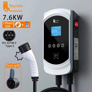 가정용전기차충전기 FEYREE EV 충전기 케이블 32A 전기 차량용 소켓 TYPE2 3상 WALLBOX 22KW APP IEC621962 제어 6KW EVSE 11KW
