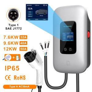 가정용전기차충전기 전기 차량용 EV EVSE 충전기 월박스 40A 6KW RFID 카드 SAE 12KW J1772 제어 32A 50A 스테이션