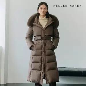 [헬렌카렌]25FW 블루 폭스퍼 헝가리 롱 구스다운 점퍼637793