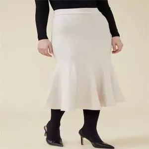 머메이드 밴딩 니트 스커트 베이지 (6059764A)