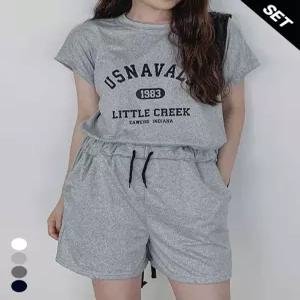 [올리비에스클로젯][SET]네이벌 프린트 티셔츠 팬츠 2종세트_O2605SE077B