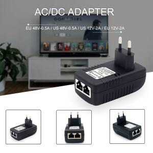 48V12V POE 인젝터 이더넷 CCTV 전원 어댑터 IP 카메라 휴대폰용 0.5A 2A 24W 스위치 EUUS 옵션